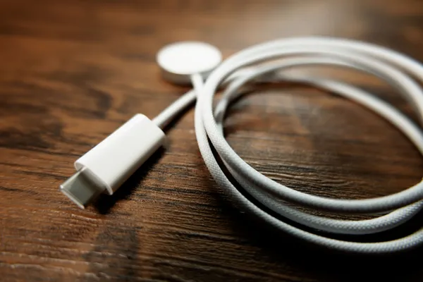 Apple純正充電ケーブルの編み込み部分とUSB-C端子