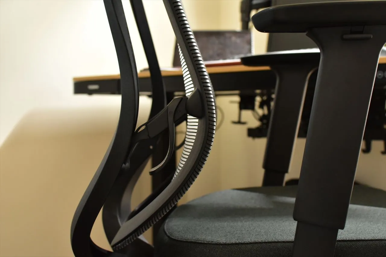 FlexiSpot C2のアームレスト・背もたれ接続部を横から