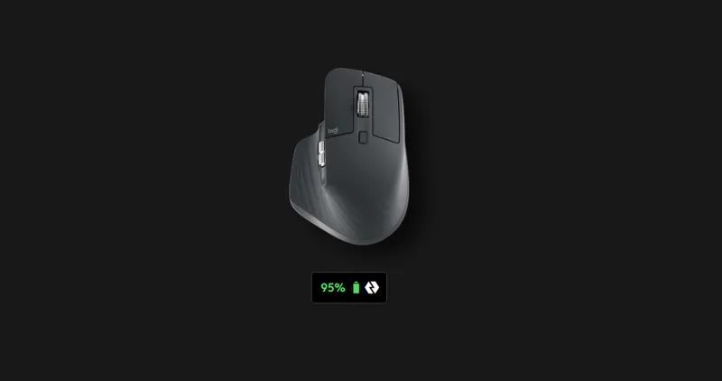 Logi Options+に接続したMX Master3Sの画面(電池残量95%)