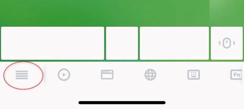Remote Mouseアプリのメニューアイコンを赤枠で示した画面