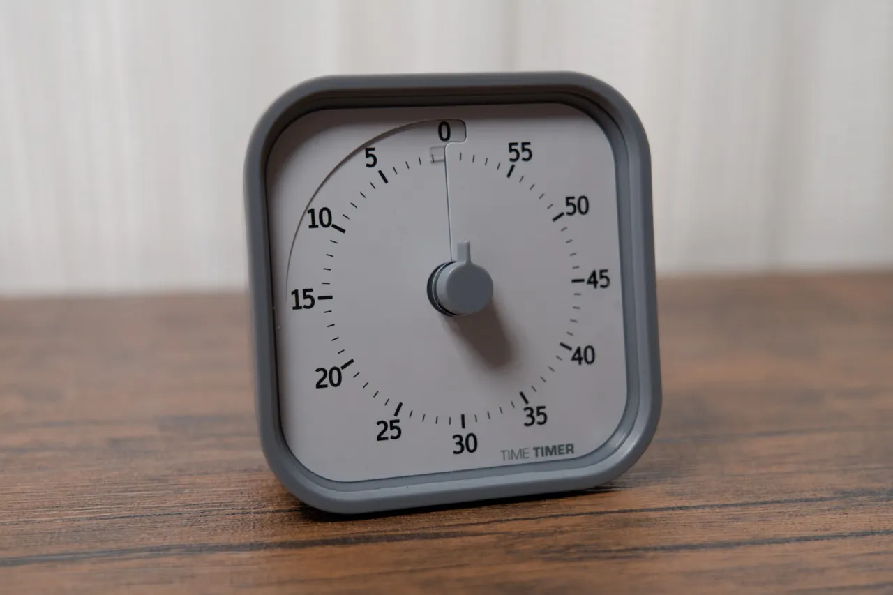 Time Timerの文字盤を接写（残り時間0分、未設定の状態）